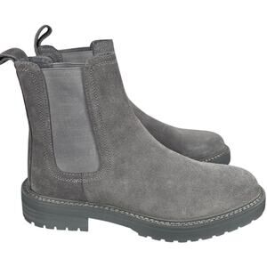 Saint Morta Chunky Chelsea Boots Mens 7 Dark Gray Suede Leather Embossed Pull On